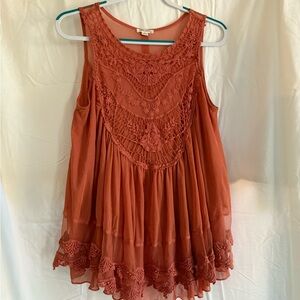 sheer coral tank top